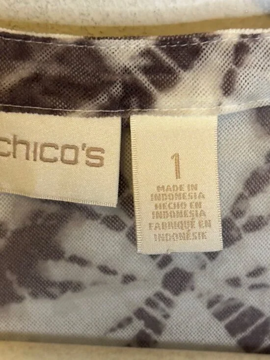 Chico's Blouse Women's Medium Lightweight Sheer Tie front Abstract Chicos 1 - Picture 3 of 3